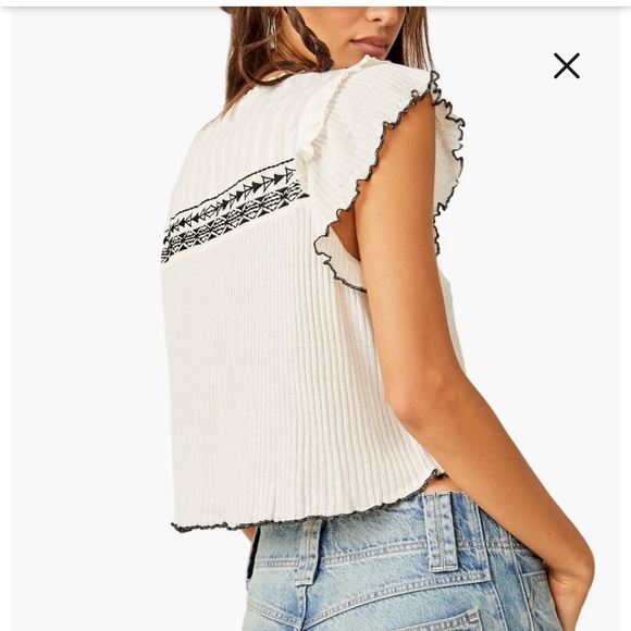 Free People Women's Sarafina Top in Ivory Combo - Picture 2 of 6